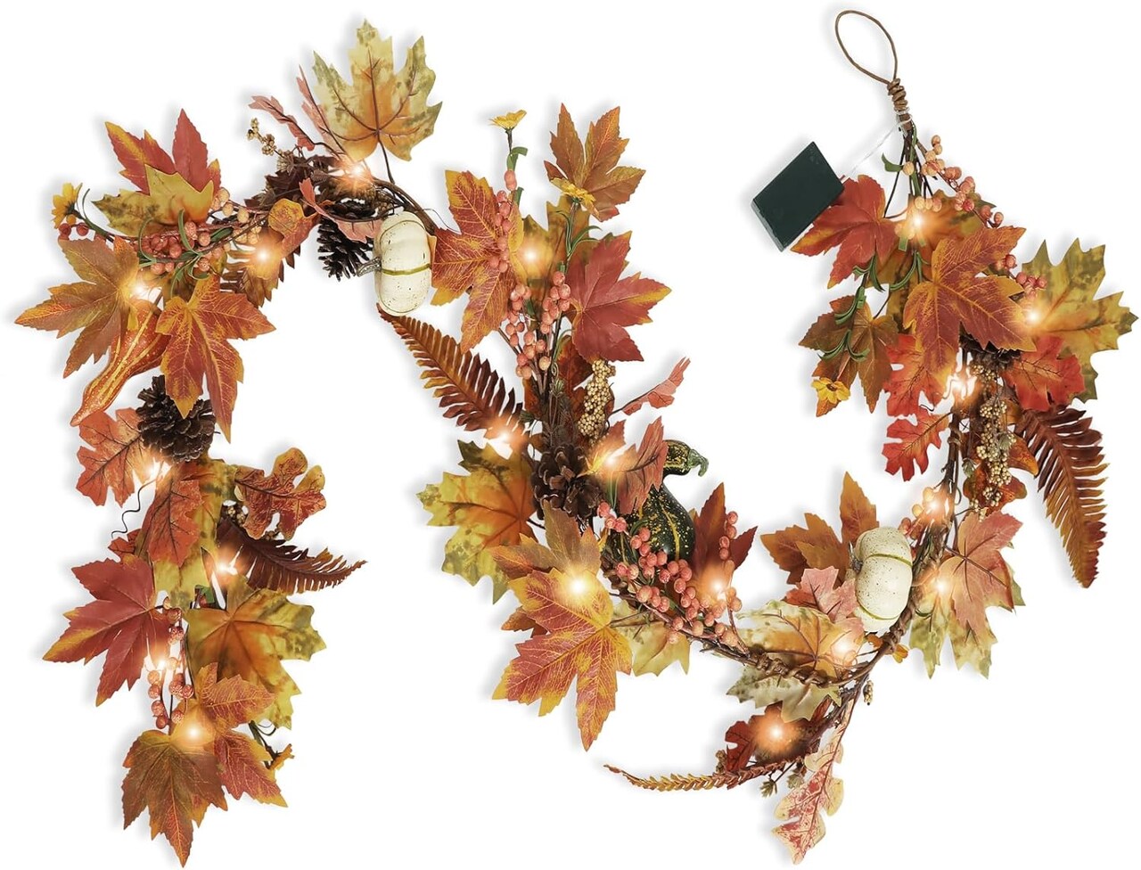 Fall Garland - 6 Ft Maple Leaf Pumpkin Berry Garland - Stlye 2